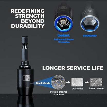 toolant HVAC Tools Nut Driver Set, Impact Magnetic SAE Interchange Nut Driver, 1/4'' 5/16'' 3/8'' 7/16'' 1/2'' for Automotive Repair, Electrical Work - style: Interchange Nut Driver