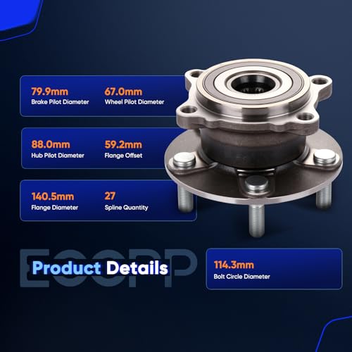 ECCPP 512382 Wheel Hub Bearing for Mitsubishi Outlander Sport 2011-2012 | for Mitsubishi Lancer 2008-2015 5 lugs w/ABS Sensor Pre-Greased Sealed - size: 512382