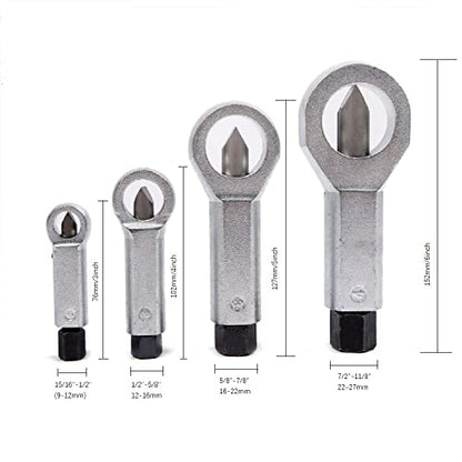 4PC Heavy Duty Metal Nut Splitter Kit | 1500ft-lbs Torque for Seized Rust Nuts | Auto Undercarriage & Marine Rigging | Hand-Safe Bolt Buster w/Triple Anti-Slip Jaws 9-12mm, 12-16mm, 16-22mm, 22-27mm