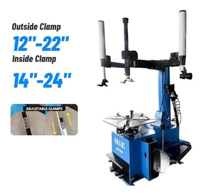 ME-T530Z 2.0HP Tire Changer with Bead Blaster Double Assist Arm & ME-B600 Wheel Balancer Machine Combo - color: Blue530+600