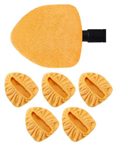 5 Pack Microfiber Pads for Windshield Cleaner Tool – Washable Windshield Cleaner Replacement Pads with Elastic Edge, Replacement Heads Cover for Car, RV & Home Window Cleaning (Orange) - color: Microfiber Triangle (Orange)