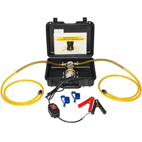 Electric Oil Extractor Pump 12/24V 100W, High Flow Oil Change Pump with Anti-Kink Hose, Transmission Fluid Transfer Pump for Automotive, Marine, Boats, Jet Ski, Lawn Mowers, DIY Oil Transfer - color: B-Yellow Hose