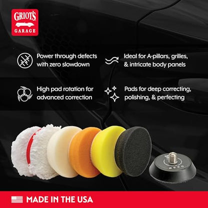 Griot's Garage BOSS 2" Orbital Conversion Kit for Car Polishing and Detailing, Compatible with G8 Mini Random Orbital, Includes Extension Backing Plate, Microfiber and Foam Buffing Pads