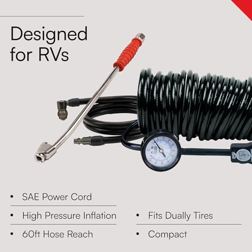 VIAIR 400P-RV EF Enhanced Flow - 40144 12V Tire Inflator Portable Air Compressor with RV Inflation Gun, 90 Degree Chuck | 33% Duty Cycle @ 100 PSI, Max Pressure 150 PSI (SAE, Alligator Clips) - style: Enhanced Flow Portable