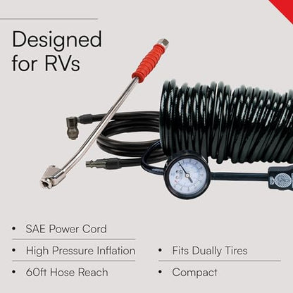 VIAIR 400P-RV EF Enhanced Flow - 40144 12V Tire Inflator Portable Air Compressor with RV Inflation Gun, 90 Degree Chuck | 33% Duty Cycle @ 100 PSI, Max Pressure 150 PSI (SAE, Alligator Clips) - style: Enhanced Flow Portable