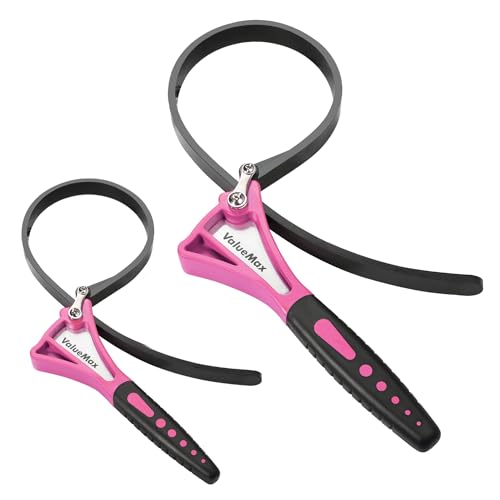 ValueMax 2-piece Strap Wrench Set, Adjustable Oil Filter Wrench with Max Diameter 4" (Small) and 6"(Large), Jar Opener, Pipe, Plumbing, Purple - color: Purple