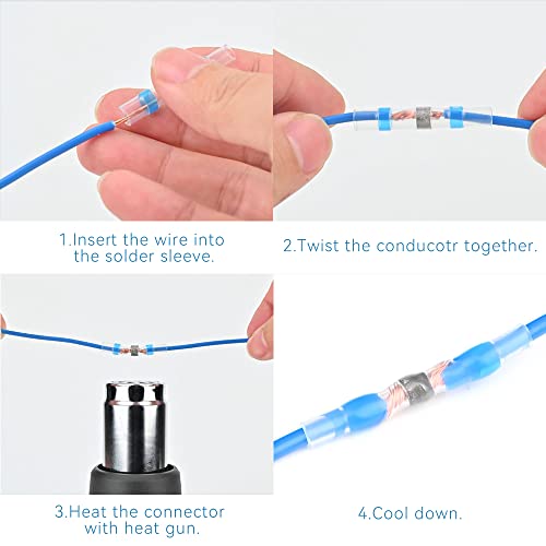 HKS 300PCS Solder Seal Wire Connectors Kit – Waterproof Heat Shrink Butt Terminals – 26-10 AWG – Automotive, Marine, Boat, Home Wiring Repair - color: Mix 26-10 AWG, size: 300PCS