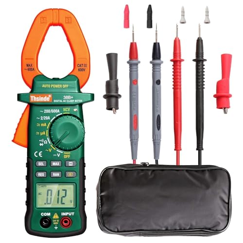 Digital Clamp Meter 2000 Counts, Multimeter Amp Meter with Storage Bag AC/DC Volt AC/DC Current Ohm Diode Resistance Test Voltage Tester