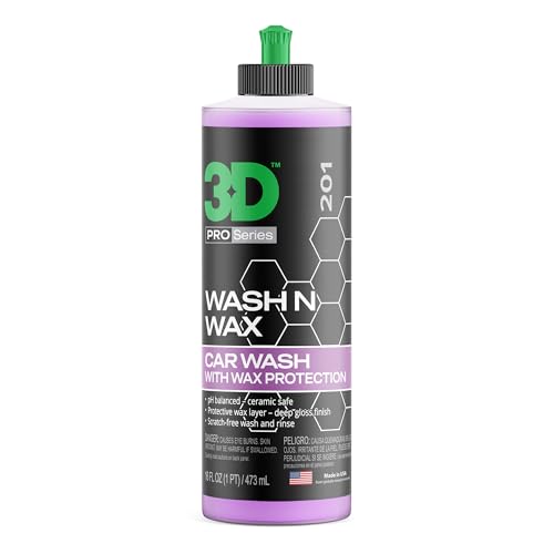 3D Wash N Wax Car Wash Soap - pH Balanced, Easy Rinse, Scratch Free Soap with Wax Protection - 16oz. - size: 16 Ounce (Pack of 1)