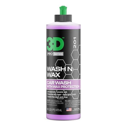 3D Wash N Wax Car Wash Soap - pH Balanced, Easy Rinse, Scratch Free Soap with Wax Protection - 16oz. - size: 16 Ounce (Pack of 1)