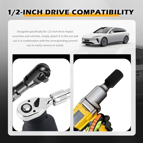30mm Socket with 1/2" Drive,Anti-Slip 30mm 12 Point Axle Nut Socket for Axle Shaft Nut Dismantling & Installation,Professional Deep Impact Sockets Set for Impact Ratchet Wrench