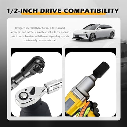 30mm Socket with 1/2" Drive,Anti-Slip 30mm 12 Point Axle Nut Socket for Axle Shaft Nut Dismantling & Installation,Professional Deep Impact Sockets Set for Impact Ratchet Wrench