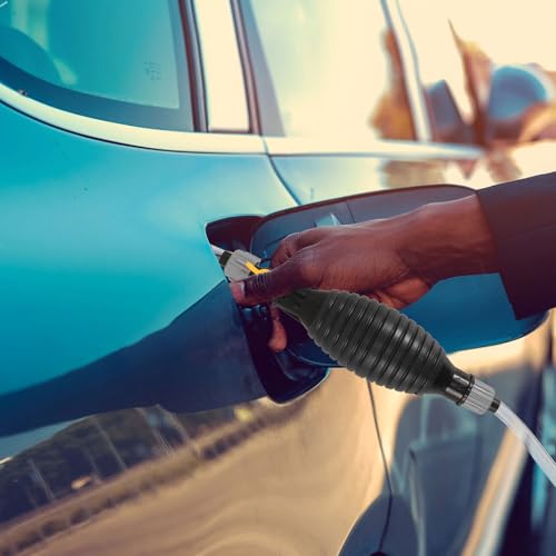 Manual Gasoline Siphon Pump with Portable Hand Fuel Transfer Hose, Liquid Suction Pump for Car, Boat, Rv Fuel and Water Transfer, Gas Siphon Kit for Automotive Use