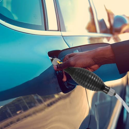 Manual Gasoline Siphon Pump with Portable Hand Fuel Transfer Hose, Liquid Suction Pump for Car, Boat, Rv Fuel and Water Transfer, Gas Siphon Kit for Automotive Use