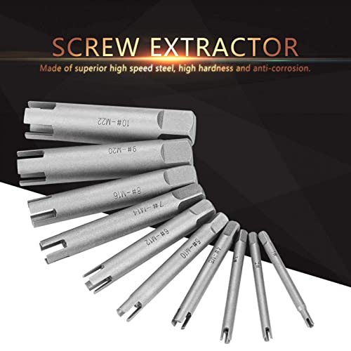 10Pcs/Set Steel Broken Head Taps Stripped Screw Remover Kit Tap Extractor Set (#C 656g/23.1oz)