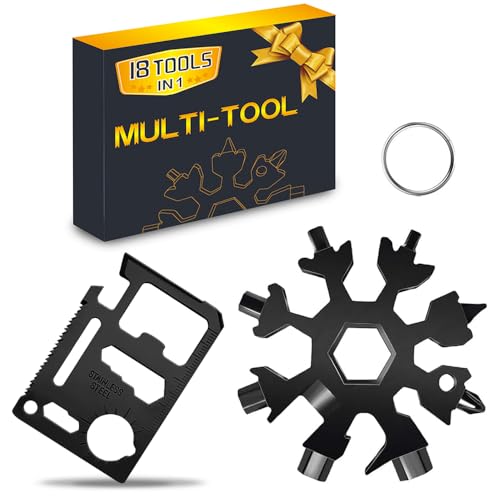 Stocking Stuffers for Men Dad Gifts, Multi Tool 18 in 1 Snowflake Hand Tools Christmas Xmas Gifts for Men and Women Outdoors Camping Portable Bottle Opener Flat Screwdriver Kit Wrench (black&tool) - color: Black&tool
