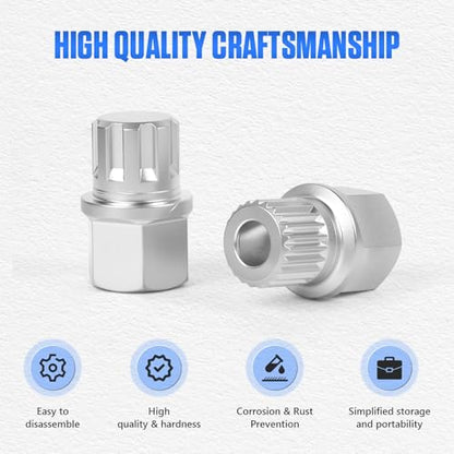 BELEY Wheel Lock Lug Nuts Set, Automotive Anti-Theft Wheel Screws Removal Key Socket Kit for BMW (21pcs for BMW)