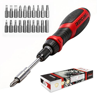 IRONCUBE 21 in 1 Multibit Screwdriver Set, Ratchet Screwdriver Tool, All in One Portable Tool Kit for Daily Repairs, Extra Long Screwdriver with Torx, Flat Head, Phillips, Hex, Square