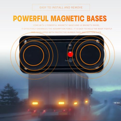 Amber/Green Magnetic Flashing Strobe Light/w Controller, Battery Operated Rechargeable LED Safety Beacon Lights, Portable Emergency Warning Light Bar for Vehicles, Trucks, Car 2-Pcs - color: 2pcs Amber/Green