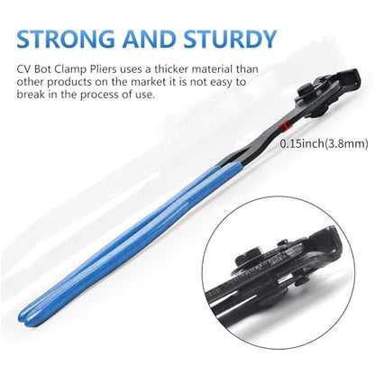 22Pcs CV Boot Clamp Pliers Set, CV Joint Ear Clamp Banding Tool, CV Axle Removal Tool, Automotive Hose Axle Plier, 2Pcs Ball Cage Dust Cover, 10 Sets of Adjustable Single Lug Ball Cage Clamps (Blue) - color: Blue