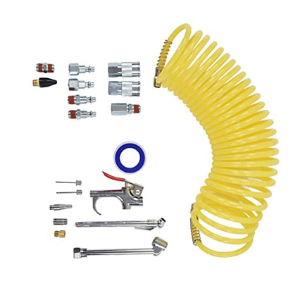 Air Compressor Accessory Kit Heavy Duty Industrial Grade 1/4in NPT Quick Connect Air Hose Fittings with Dual Tire Chuck Blow Gun Set for Automotive Tire Inflation and Workshop Use