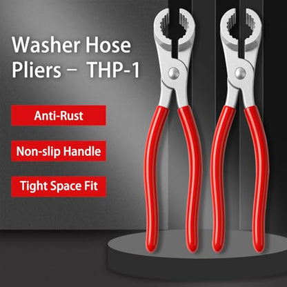 Washer Hose Pliers THP-1 – Zinc Alloy Hose Clamp Tool for Washing Machine Inlet/Outlet Hoses – Red Handle Replacement for 20001120 - color: Red