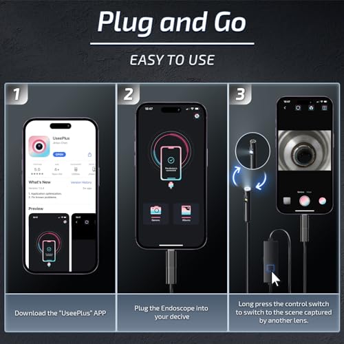 Dual Lens Endoscope Camera with Light | 1920P Borescope Camera with 8+1 Adjustable LED Lights, Semi-Rigid Cable 16.5FT, IP67 Waterproof for iPhone, iPad, Samsung