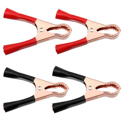 4 Pcs Insulated Alligator Clips, 50A Heavy Duty Alligator Clamps Black Red Boot Metal Spring Loaded Truck Car Battery Electric Test Clips for Car Automotive Vehicle Boat