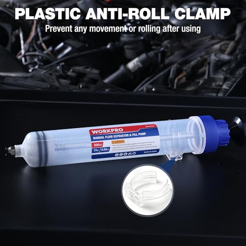 WORKPRO 500CC Manual Fluid Extractor, Multi-Purpose Oil Syringe, Oil Suction Pump, Manual Extraction and Filling Pump, Automotive Oil Syringe - size: 500cc