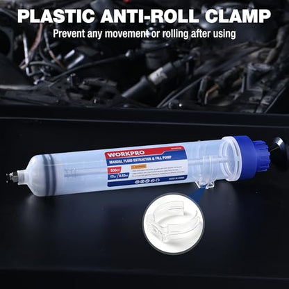 WORKPRO 500CC Manual Fluid Extractor, Multi-Purpose Oil Syringe, Oil Suction Pump, Manual Extraction and Filling Pump, Automotive Oil Syringe - size: 500cc