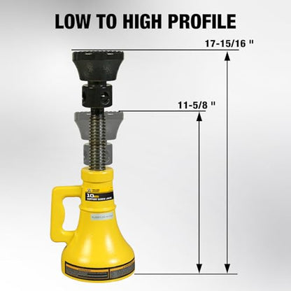 YELLOW JACKET 10 Ton Professional Car Support Screw Jack for House Construction Bridge Stabilization, Yellow (20,000 LBs) - size: 10 TON