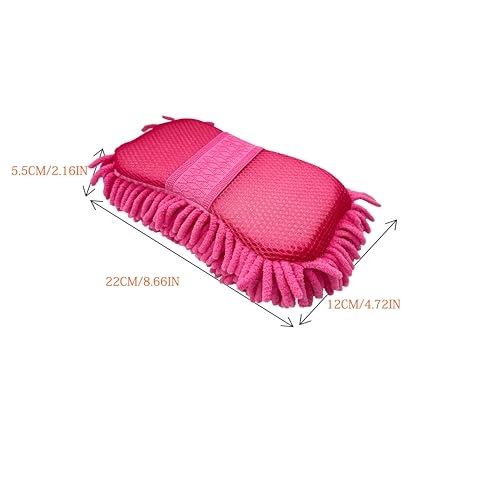 Scratch Free Chenille Microfiber Wash Mitt Car Wash Sponge for SUVs Boats - color: 2 Pack Pink