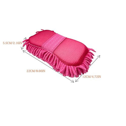 Scratch Free Chenille Microfiber Wash Mitt Car Wash Sponge for SUVs Boats - color: 2 Pack Pink