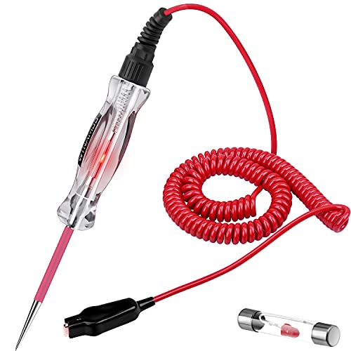 Premium LED Bulb Automotive Circuit Tester, 6-24V Test Light with 135 Inch PU Extended Spring Wire, Sharp Hard Steel Probe Vehicle Circuits Low DC Voltage Light Tester - size: Insulated Alligator Clip