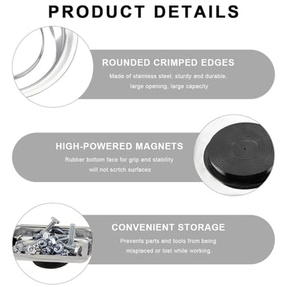 2 PCS Magnetic Parts Tray Set, Stainless Steel 3.6"×2.5" Square and 3" Round Magnetic Trays, Mechanic Tool Tray Holder for Screw, Sockets, Bolts, Nuts, Small Metal Parts - color: 3.6"×2.5" Square+3" Round