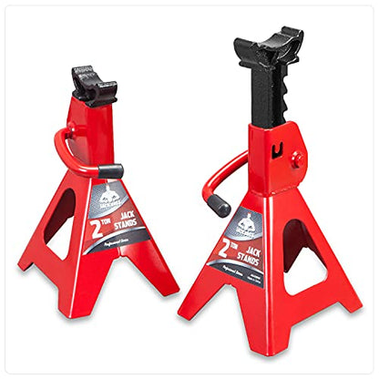 Jack Boss Jack Stands 2 Ton (4,000 LBs) Lifting Car Stand, Fit Use for Cars Automotive Small Vehicles, Red, 2 Pack - style: 2T standard