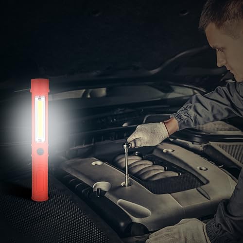 3Pcs LED Magnetic Worklight,Bulk Portable COB Inspection Lamp Trouble Light for Mechanic,BBQ,Car,Camping,Emergency (Black,Batteries NOT Included) - color: Black
