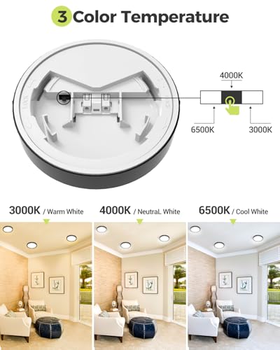 6PACK LED Flush Mount Ceiling Light Fixture Black,4.7Inch 3000k/4500k/6000K Ceiling Light, Ultra-Thin LED Recessed Ceiling Light for Bedroom, Living Room, Kitchen, Hallway - color: Black, size: 4.7Inch-6pack