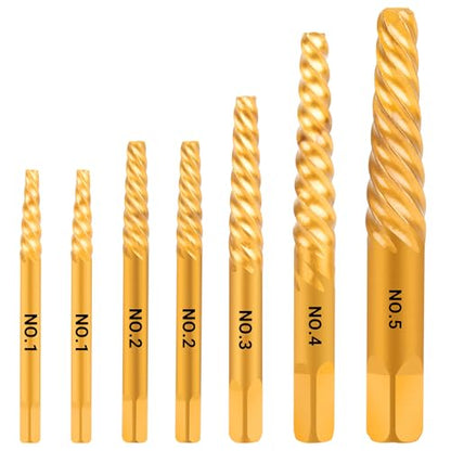 Damaged Screw Extractor Set, 7 Piece Easy Out Bolt Extractor for Easily Remove Broken Bolts, Stripped Screws, Studs - size: 7 Pieces
