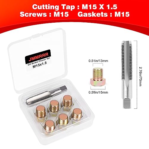 Oil Drain Plug Tap Thread Repair M15 x 1.5MM Oil Pan Screws Rethread | Oil Drain Plug Thread Repair Tool Kit Oil Pan Screws Rethread Tool - size: M15 X 1.5MM