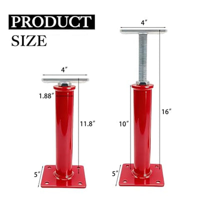 4 Pack House Floor Jack,Hand Jacks for Lifting and Leveling,11.8" - 16" Adjustable Height Range,Load Capacity Up to 11000 lb(Each),Telescoping Jack for Temporary Support