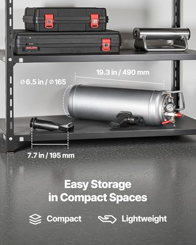 VEVOR Portable Tire Bead Seater, 2.6 Gal/10 L Air Bead Blaster, Handheld Tire Inflator Tool, 87-116 PSI Operating Pressure, Trigger Seating Inflator for Car, Compact SUV, Light Truck, E-Bike, RV, ATV - size: 2.6 Gal/10 L