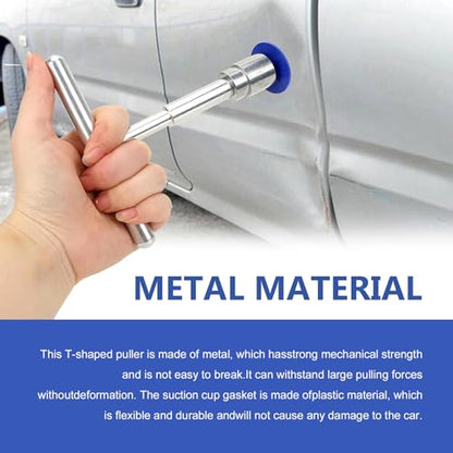 Car Dent Puller Tool, T-Shaped Puller Handle Lifter + 18 Suction Cups of Different Spec, Car Repair Accessory (Blue & Silver)