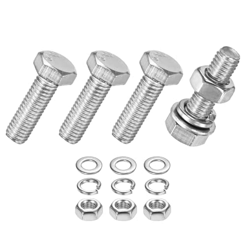 M METERXITY 4-Pack Hex Head Screw Bolt with Nuts Flat & Lock Washers M5x16mm Stainless Steel Bolts and Nuts Kit Fully Threaded Metric Bolt Assortment for Equipment/Machinery - size: M5 x 16mm
