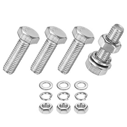 M METERXITY 4-Pack Hex Head Screw Bolt with Nuts Flat & Lock Washers M5x16mm Stainless Steel Bolts and Nuts Kit Fully Threaded Metric Bolt Assortment for Equipment/Machinery - size: M5 x 16mm