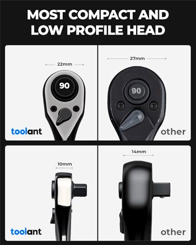 toolant 1/4" Drive Ratchet, 90-Tooth Compact Ratchet Wrench, 4°Swing, Black Titanium Finish With Reversible Quick Release, 5" Length - size: 1/4"-5inch, style: Fix-head Ratchet