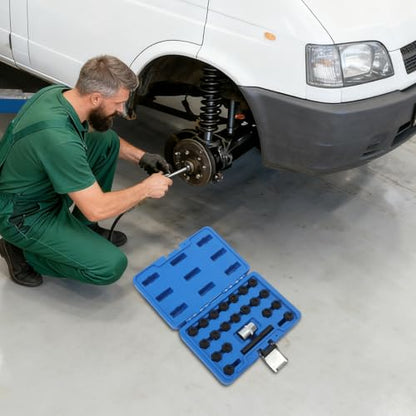 22pcs Universal Wheel Locking Key Socke, Wheel Lock Removal Tool Kit, Anti-Theft Lug Nut Removal Tool, Metric Locking Lug Nut Removal Tool for Easy Removing of Aftermarket & Factory Wheel Lug Nuts