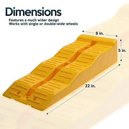ZONETECH Automotive Leveling Ramps - 4 Packs Premium Quality Camper Trailer SUV Car Wheel Chocks, Leveler, Stabilizer on Uneven Ground- Great for Raising Auto - color: Yellow 4