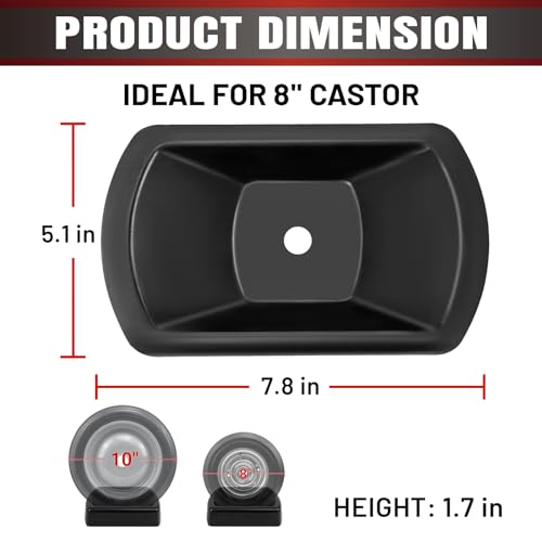 HOXWELL Rubber Wheel Dock for Trailer Tongue Jack, Suit for 8"-10" Castor, Heavy Duty Wheel Dock for Cargo Camper RV Boat Roller Stopper, Caster Chock Easy to Store and Transport, Black(1 Pack)