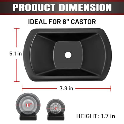 HOXWELL Rubber Wheel Dock for Trailer Tongue Jack, Suit for 8"-10" Castor, Heavy Duty Wheel Dock for Cargo Camper RV Boat Roller Stopper, Caster Chock Easy to Store and Transport, Black(1 Pack)